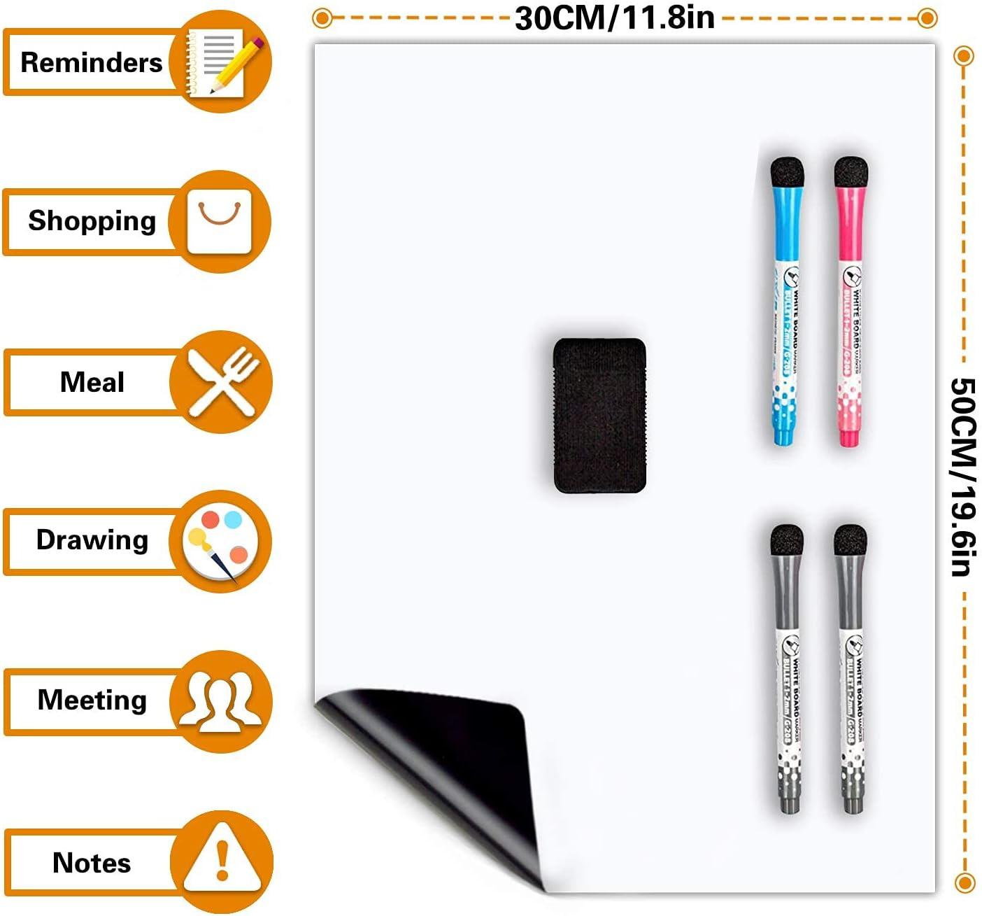 Magnetic Whiteboard Sheets 20″ X 12″ for Fridge, Easy to Clean Refrigera