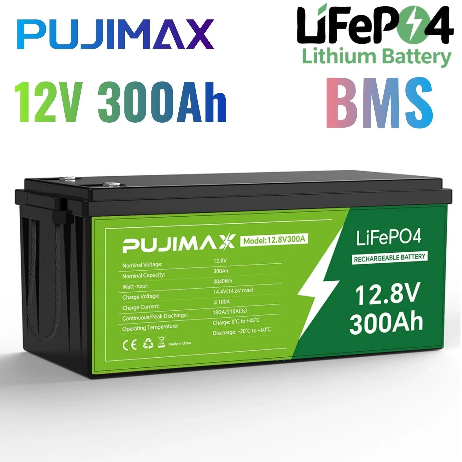 12V 300Ah LiFePO4 Lithium Battery for Solar Back Up System Marine Build in BMS