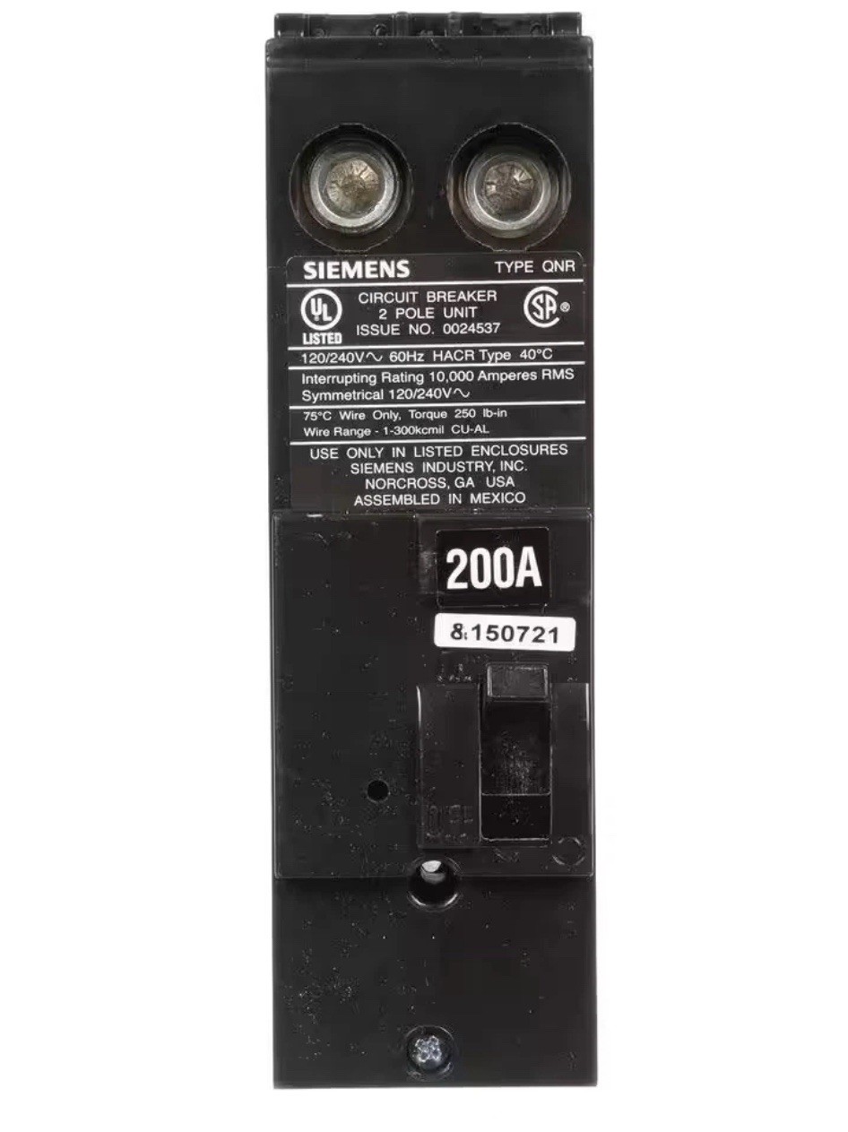240v Circuit Breaker Double Pole Plug in Type Durable 4 Inch Frame 200 Amp Black