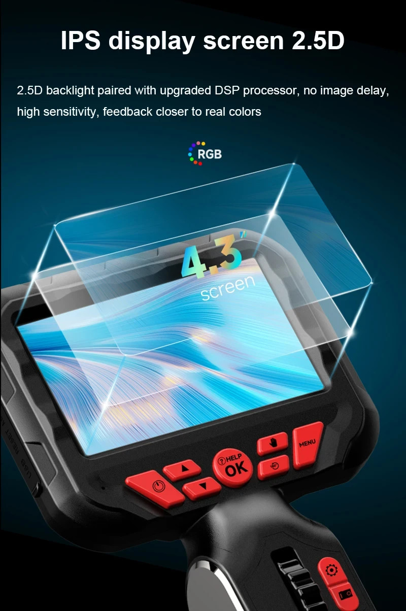 4.3-in screen 360° rotate HD camera Borescopes for industrial pipeline
