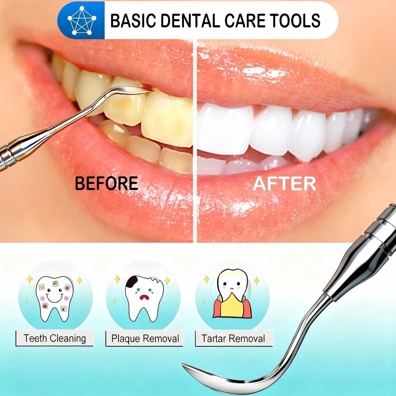 Dental Tools, Dental Pick for Teeth Cleaning, Stainless Steel Hygiene Kit with