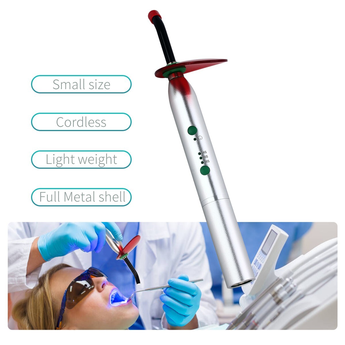 2 Sets Dental Orthodontic Wireless LED Curing Light Cure Lamp YS-C 2700mw/cm²
