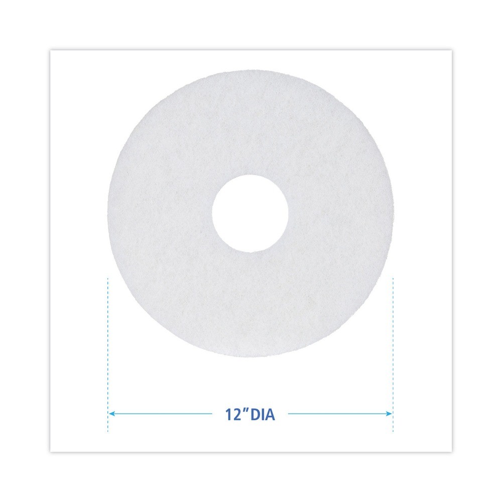 Boardwalk 4012WHI 12 in. Diameter Polishing Floor Pads – White (5/Carton) New