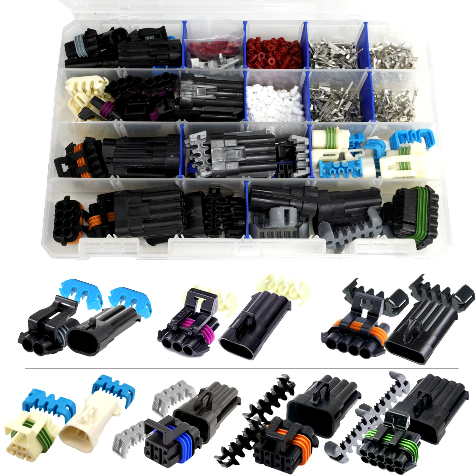 504PCS Metri-Pack 150 Series 2,3,4,5,6,8,10 PIN Connector w/16-22 AWG w/Tool