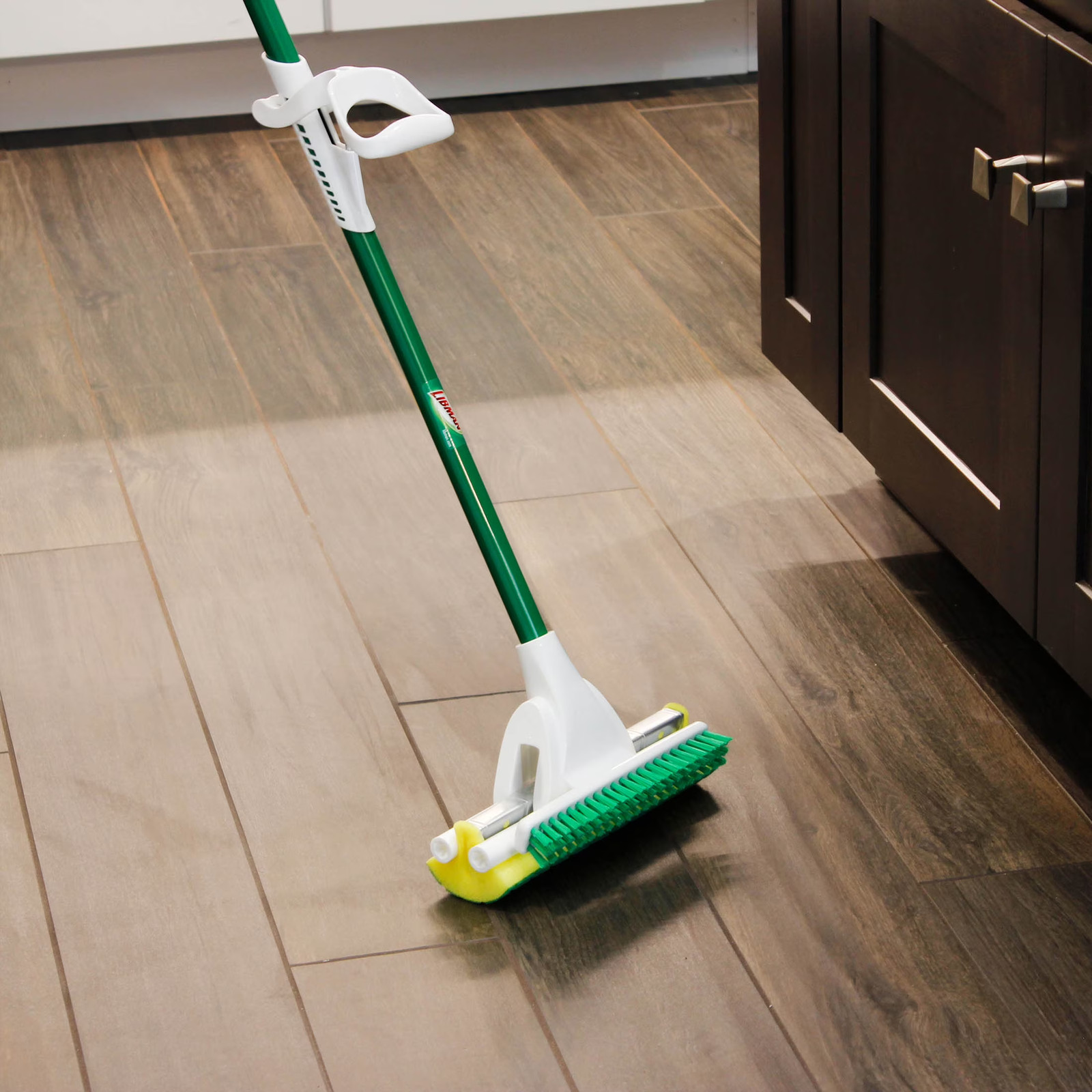 Libman Nitty Gritty Sponge Mop With Built-in Scrub Brush and Steel Handle