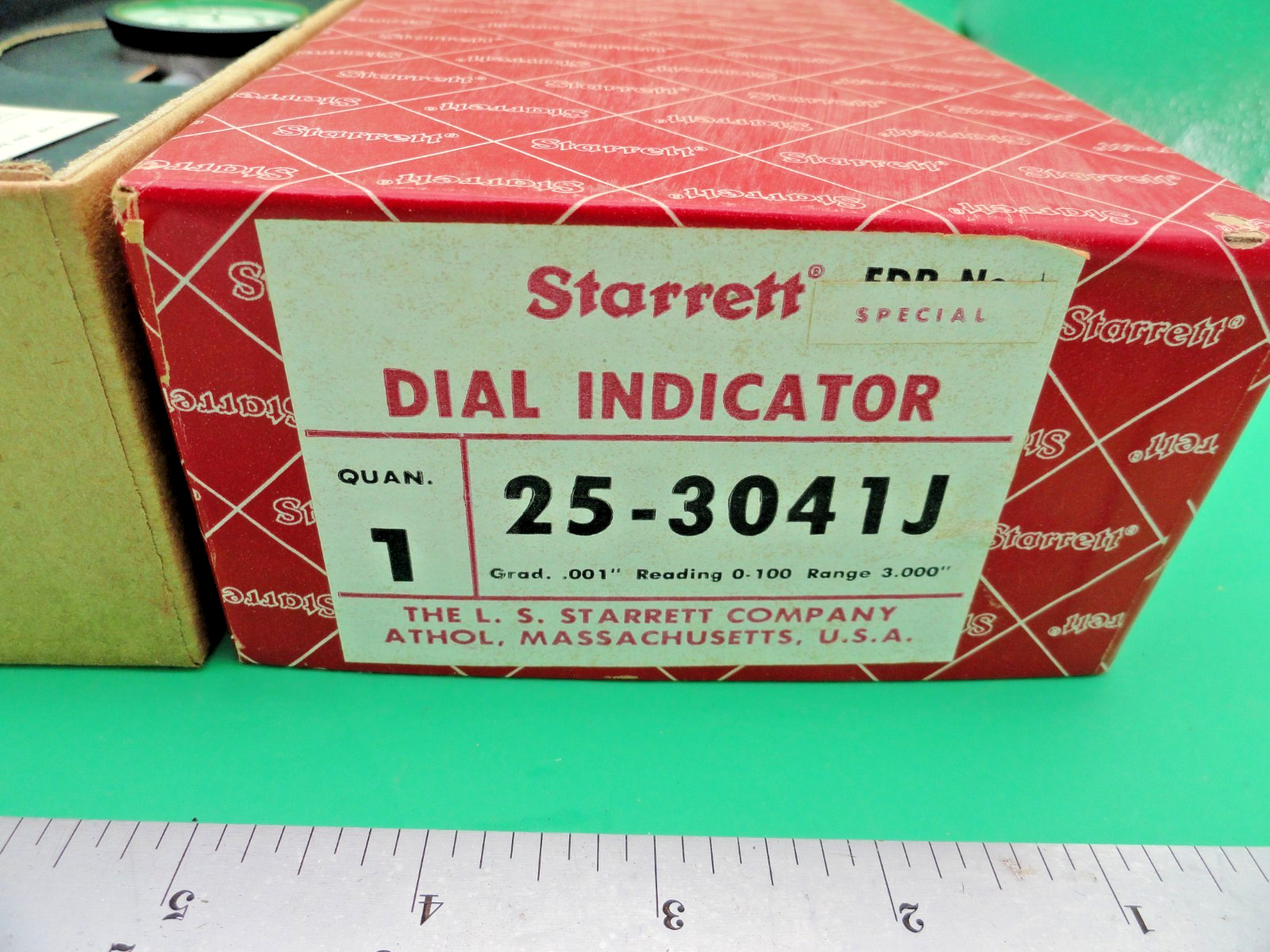 Starrett 25-3041J Dial Indicator 0-3.000″ Range, 0-100 Continuous Dial