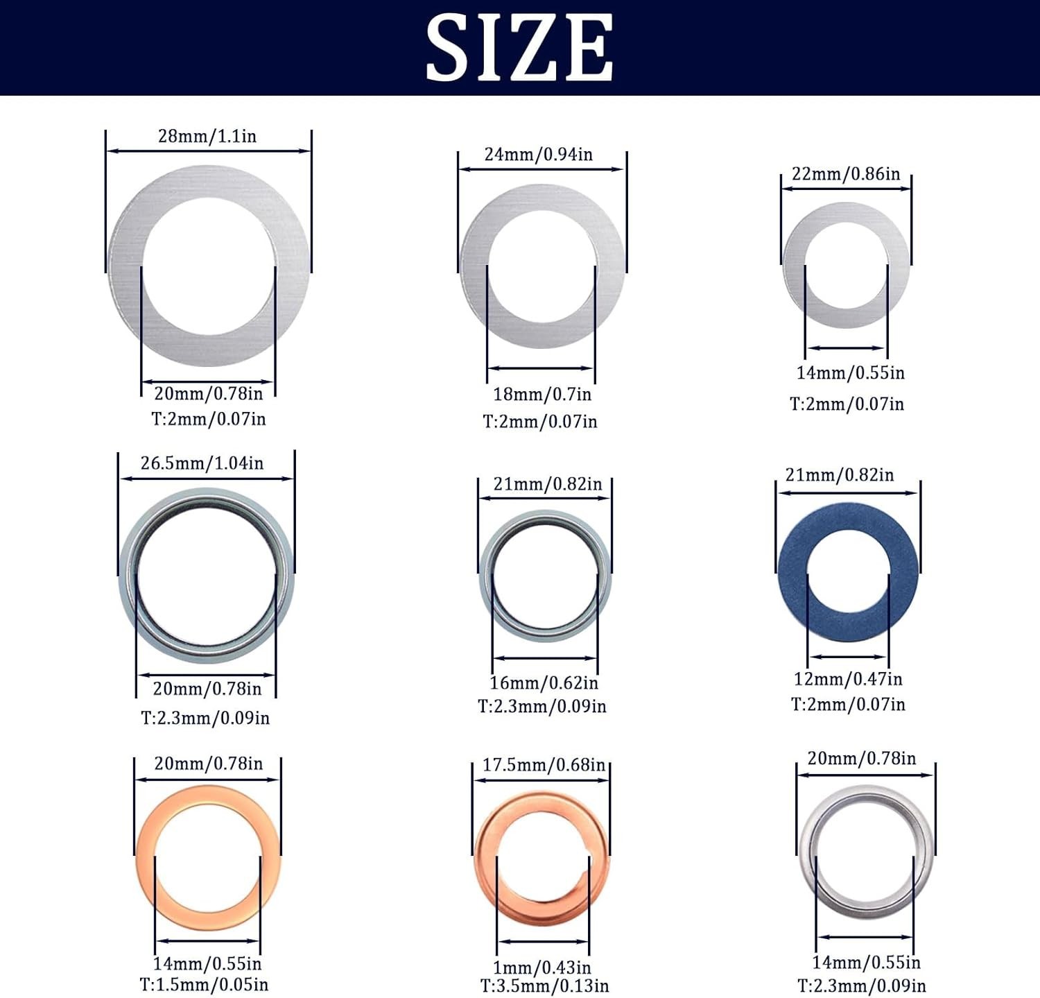 150PCS Oil Drain Plug Gasket Assortment,Oil Crush Washer Seals Kit,Automotive