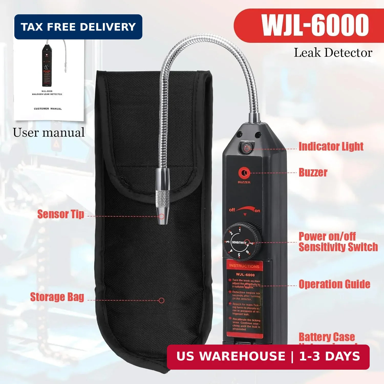 Tellegloww Ac Leak Detector Kit, R1234yf R134a R410a, Refrigerant Leak Detector