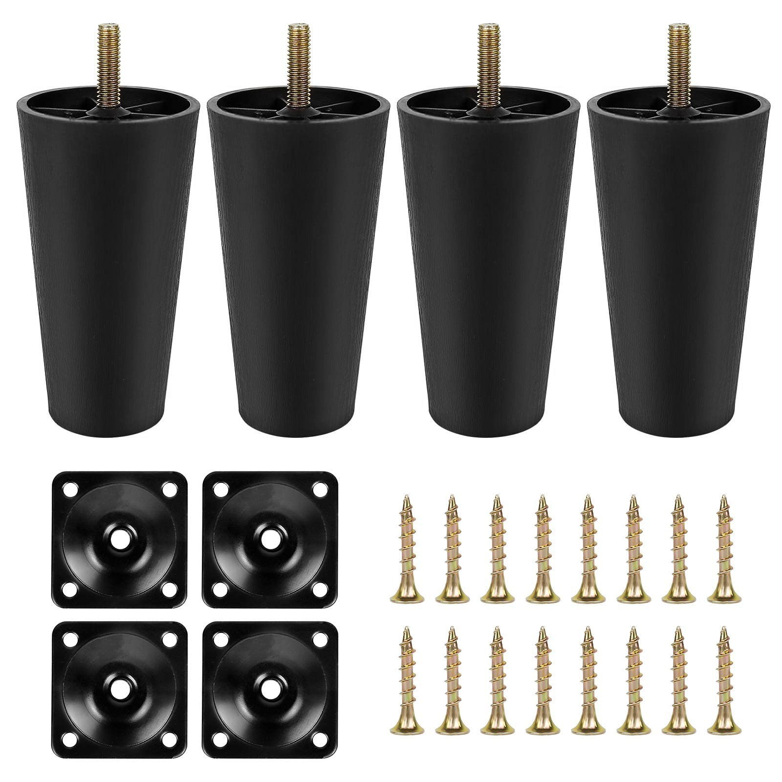 Plastic 4.6 inch Sofa Legs, 4 Pack Tapered Sofa/Couch/Chair Legs with M8 Thre…