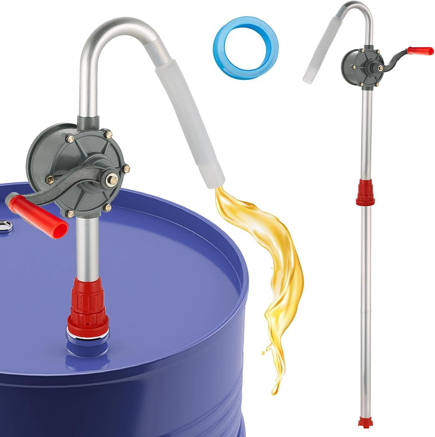 Drum Rotary Barrel Pump Hand Crank Diesel Fuel Oil Transfer Pump 55 Gallon+Tape