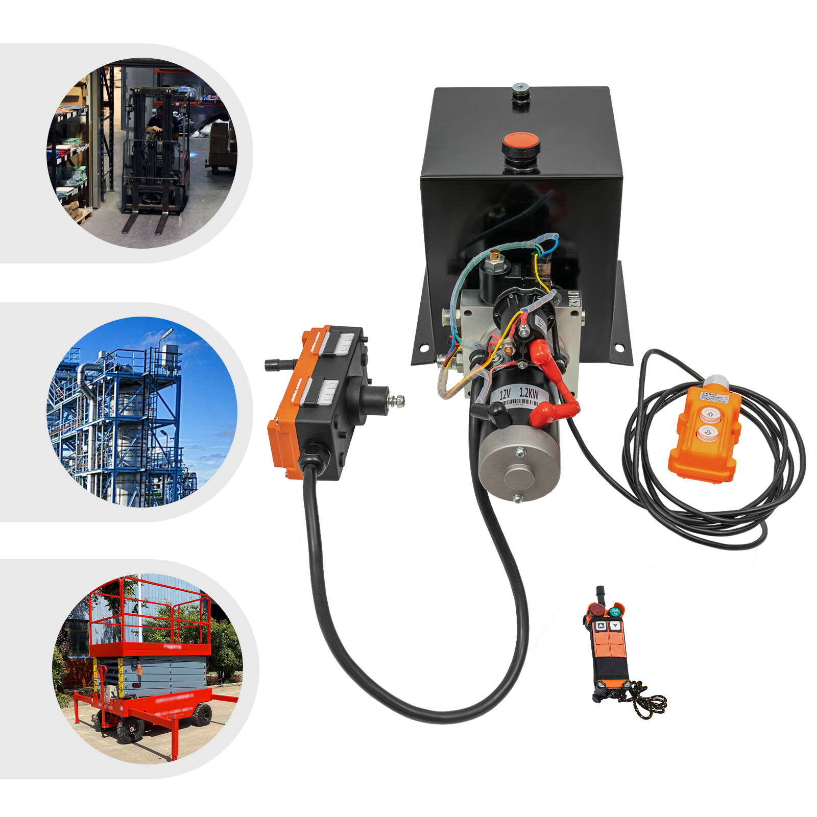 8QT Single Acting Hydraulic Pump Power Unit with Wireless Remote Control 12V