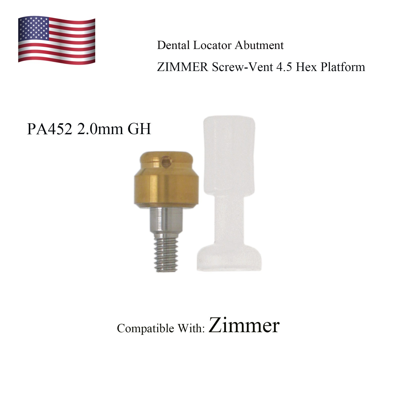 Zest Implant Locator Abutment for Zimmer Screw-Vent 3.5/4.5 Platform 1-5.0mm GH