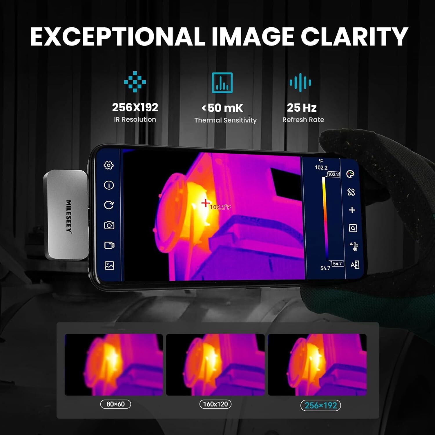Mileseey 256 x 192 IR Thermal Imaging Camera for Android (USB-C) Smartphone