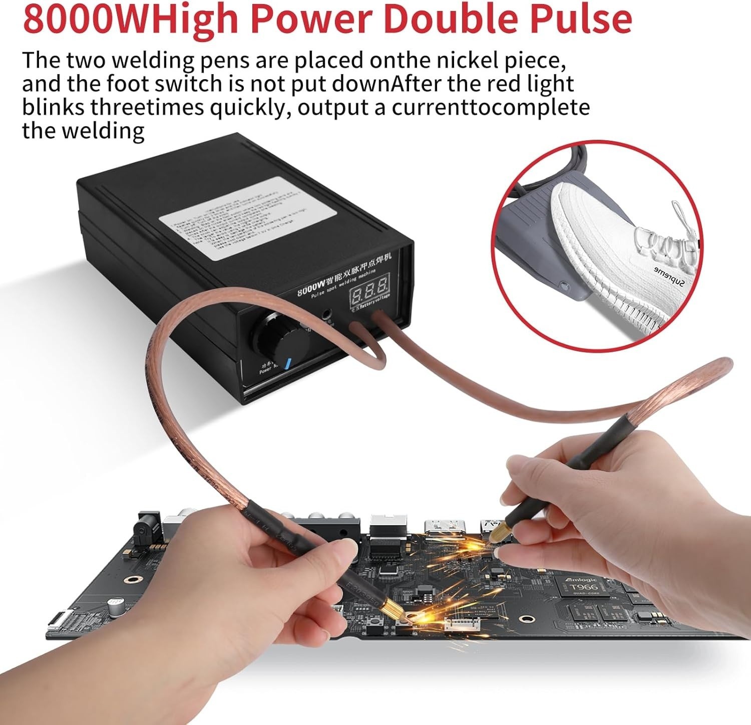 8000W Mini Spot Welder Nickel Strip Welding Tools For 18650 Li-ion Battery Pack