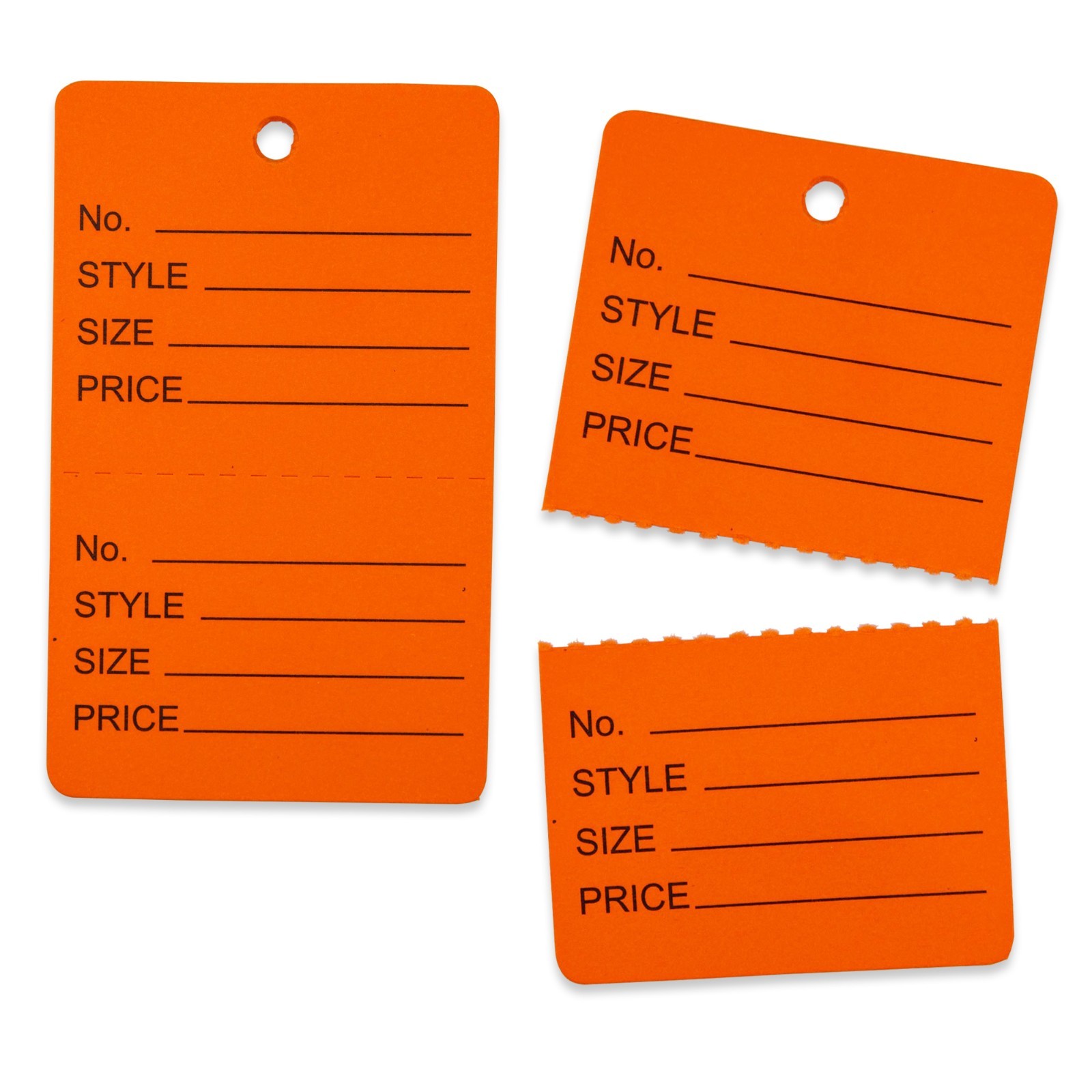 1000 Qty Unstrung Colored Large Price Tags w/Perforated Stub