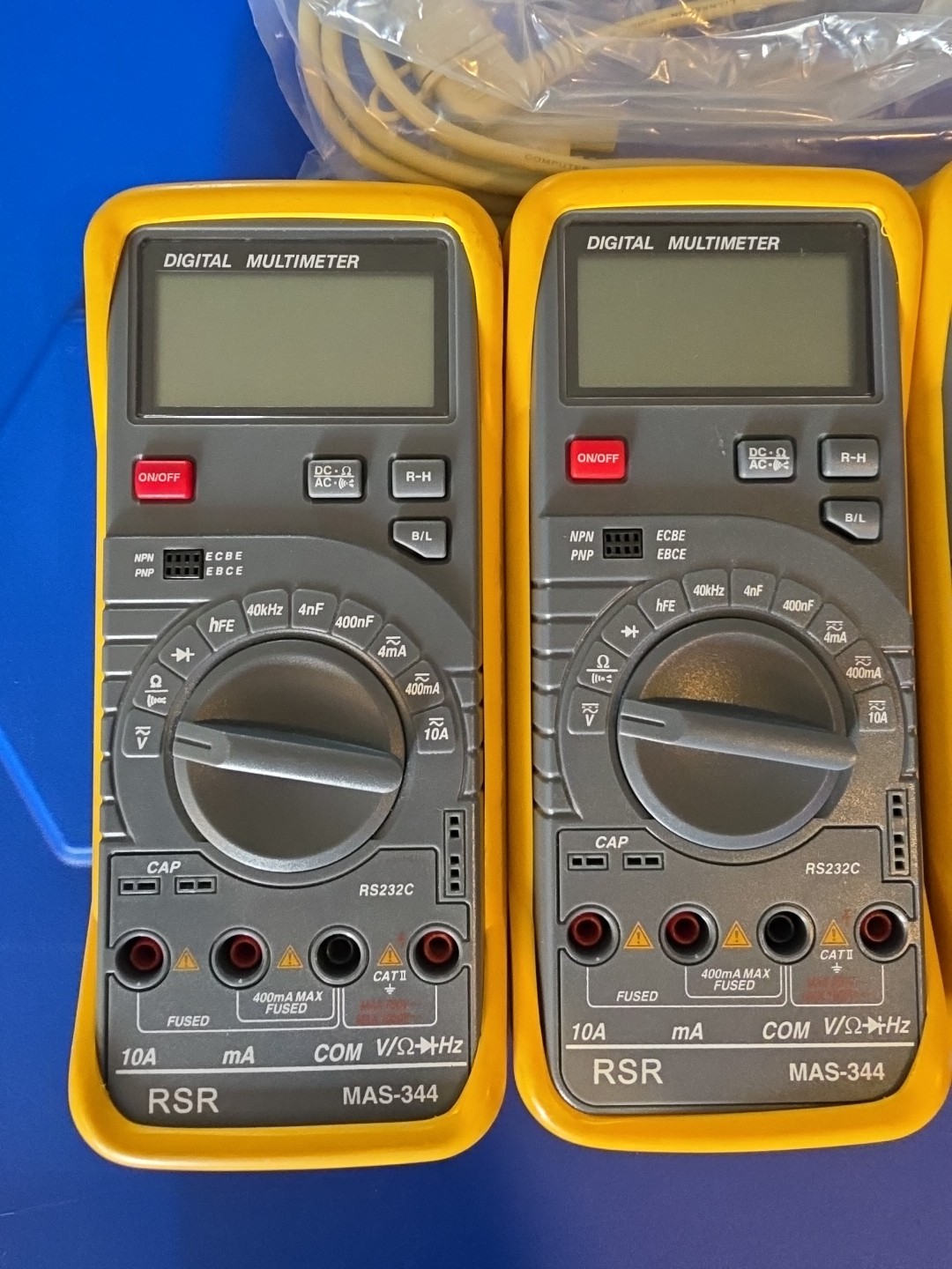 Lot Of 6 RSR Digital Multimeter, MAS-344 (6 Meters With 4 Cords Only) -Untested