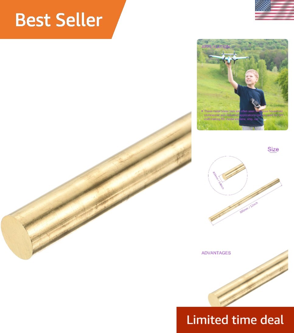 12″ x 5/8″ Brass Rods, Solid Round Brass Rod for DIY Craft Brass Rods Lathe B…