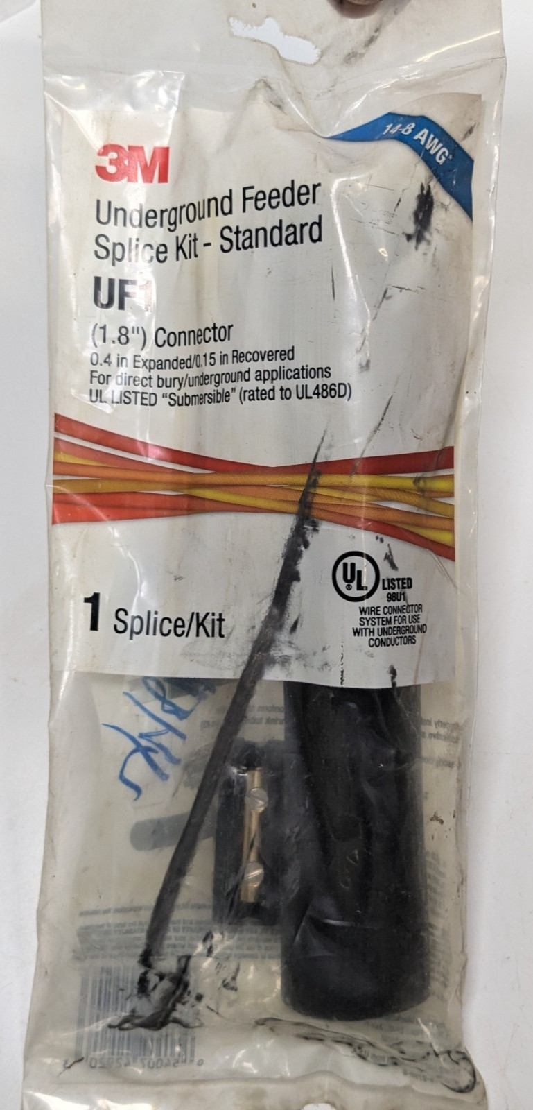 NOS – 3M UF1 Underground Splice Kit Standard 1.8” Connector – 14-8 AWG