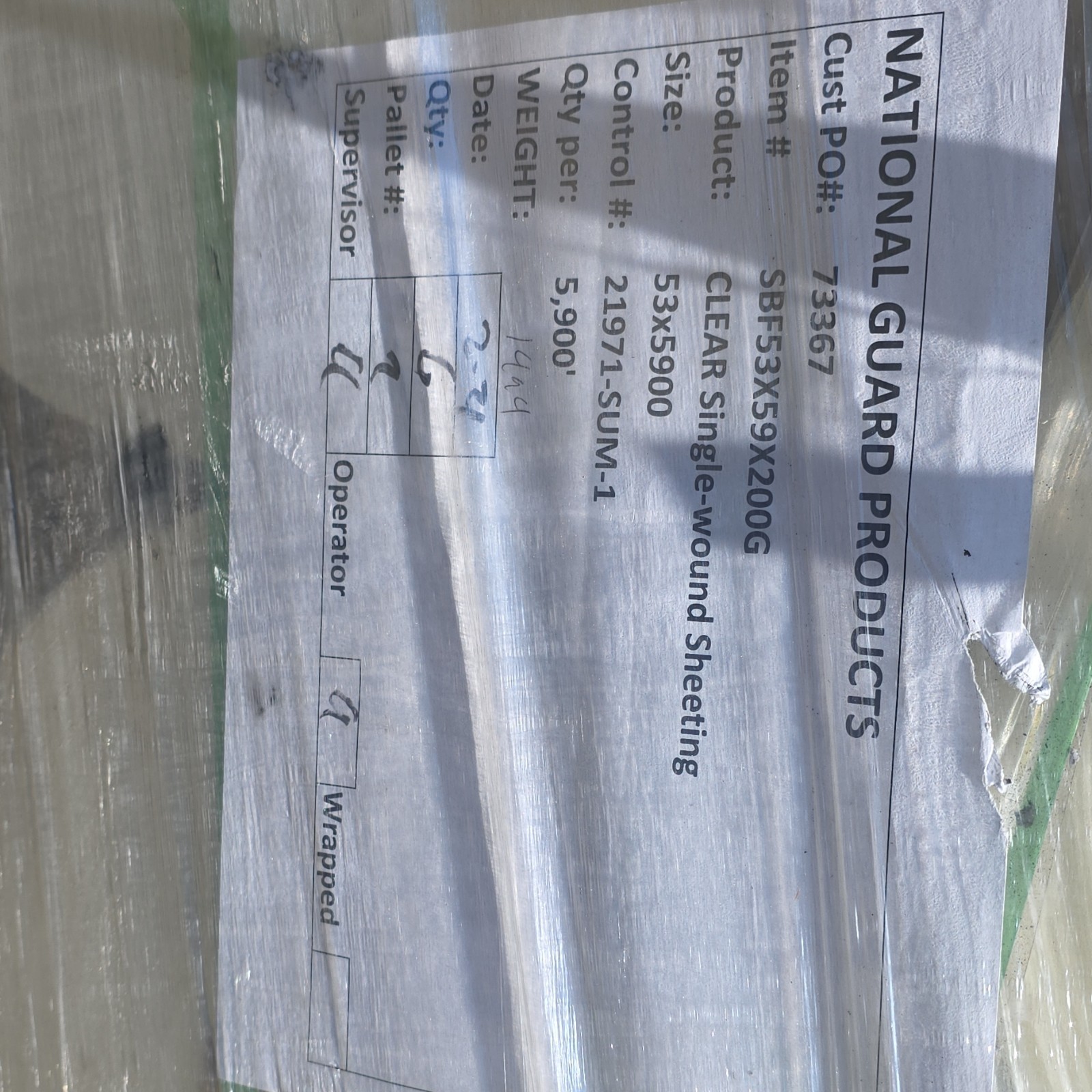 National Guard Products Clear Top Sheeting Single-Wound 200G 53″ x 5900′