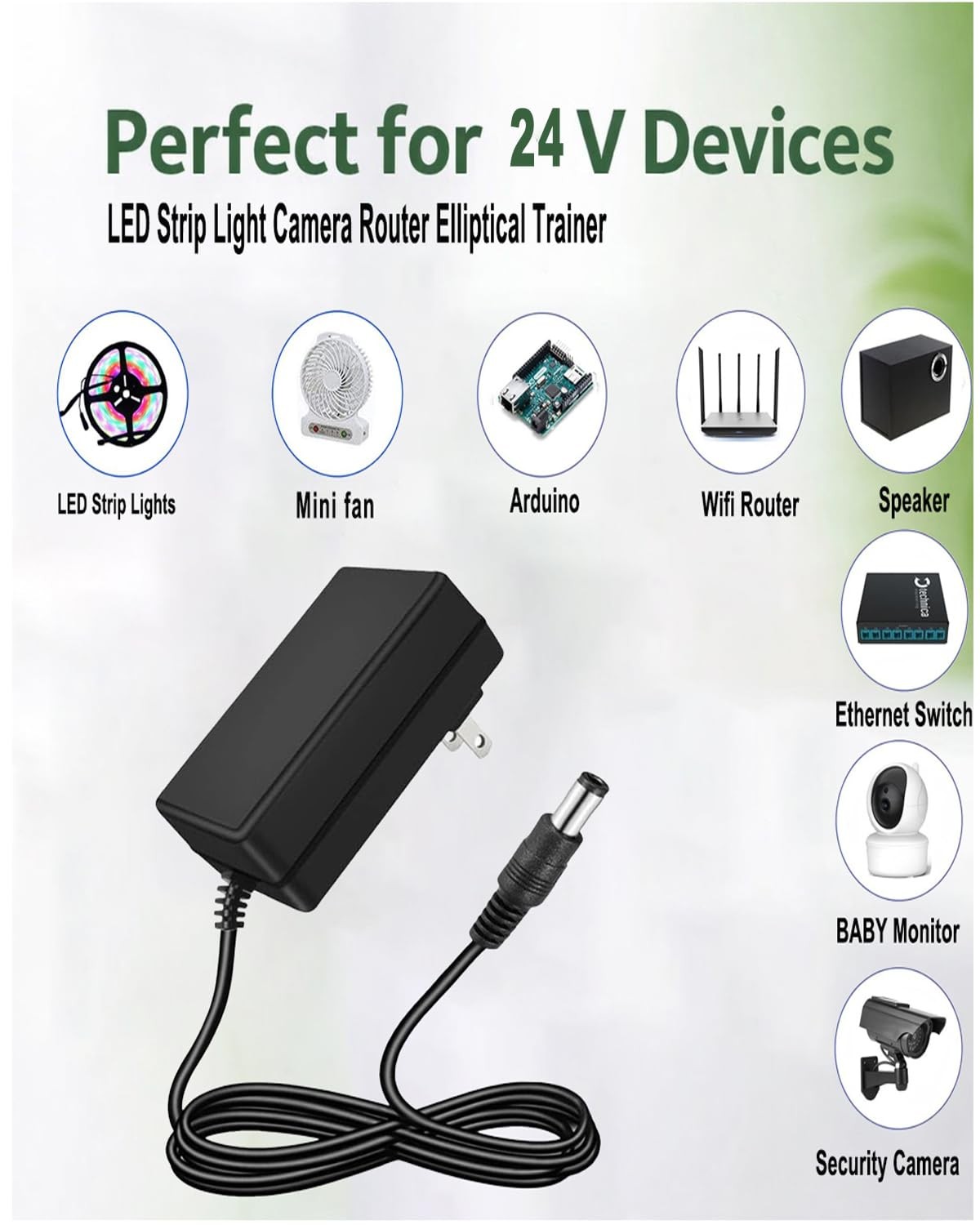 24V 1.5A Power Supply AC Adapter, 100-240V 50-60Hz to DC 24V 1.5A Switching C…
