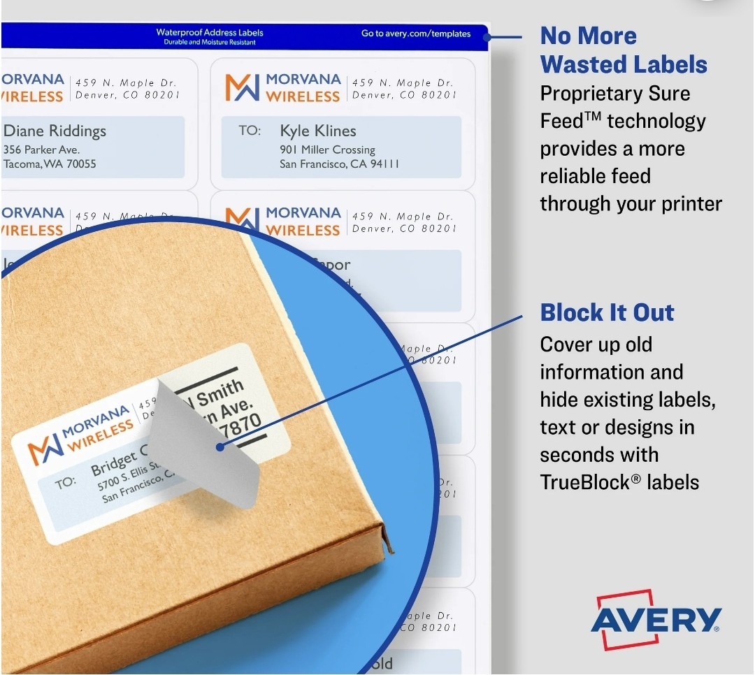 Avery Printable Shipping Labels 2.5″ x 4″ – 592 Labels (74 Sheets) – 5817 [G1]