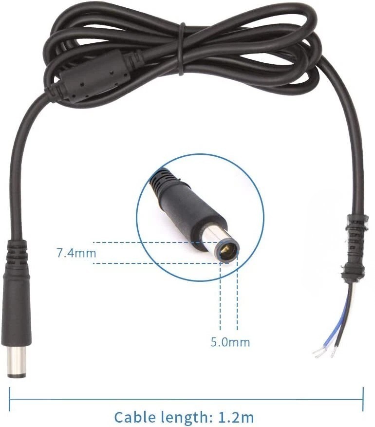 7.4mm x 5.0mm DC Power Cable Male Plug DC Power Adapter Pigtail Cable Cord
