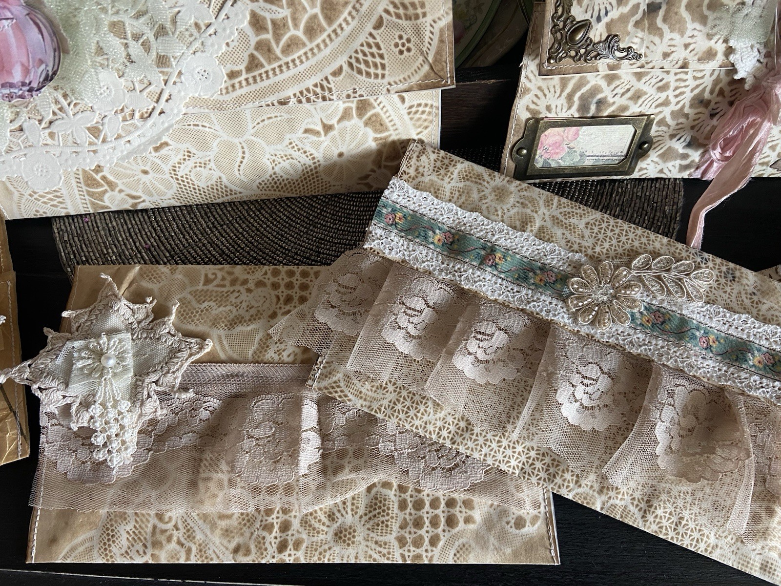 Love Letter Junk Journal Pouch Lot Of 7 Handmade Shabby Chic