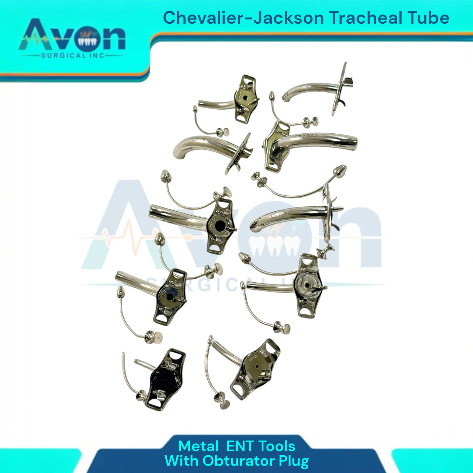 Jackson Tracheal Cannula Tube with Obturator Plug, Metal, Tracheostomy Tool, 1pc