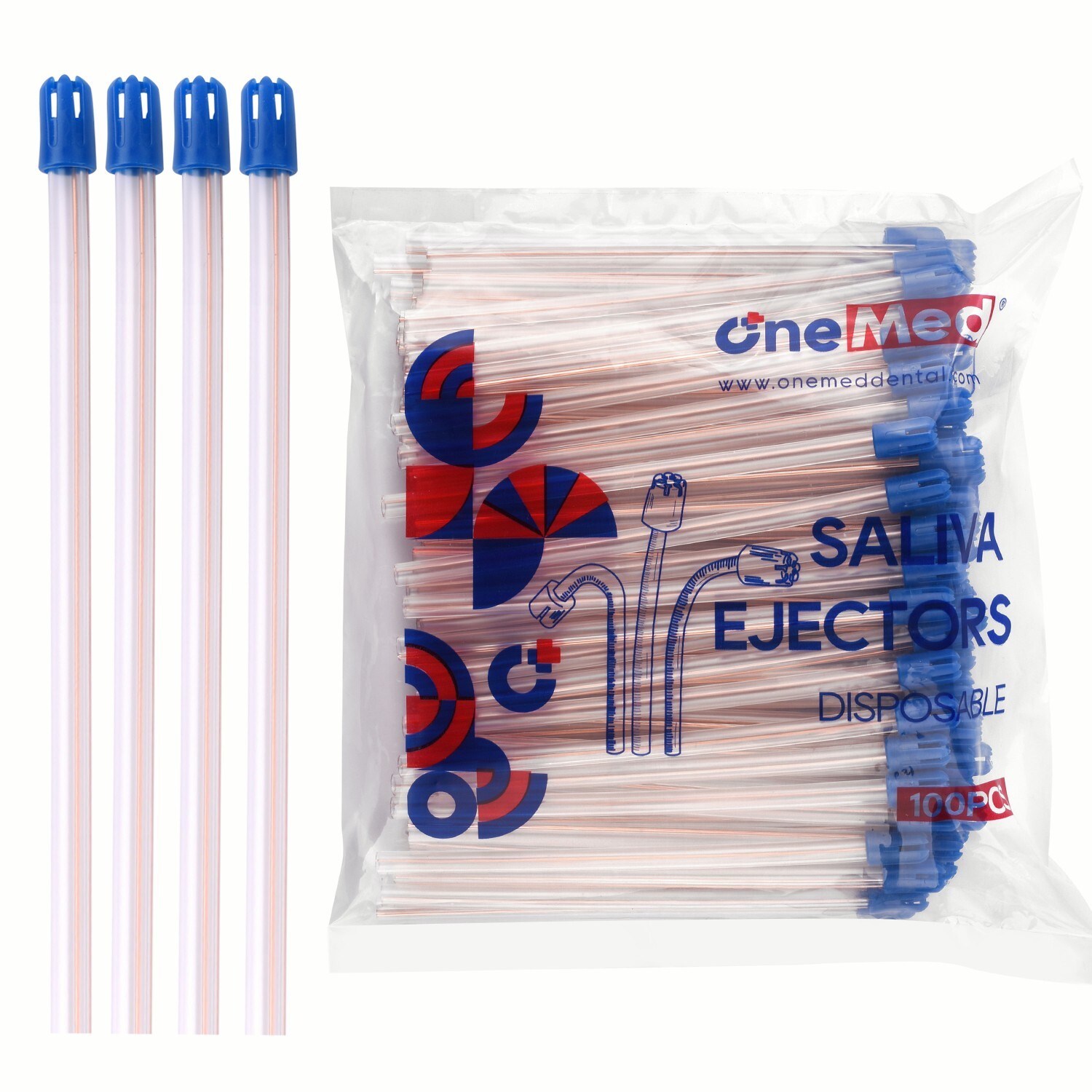 1000(10 Bags)CLEAR/BLUE Disposable Dental Saliva Ejector Evacuation Suction Tips