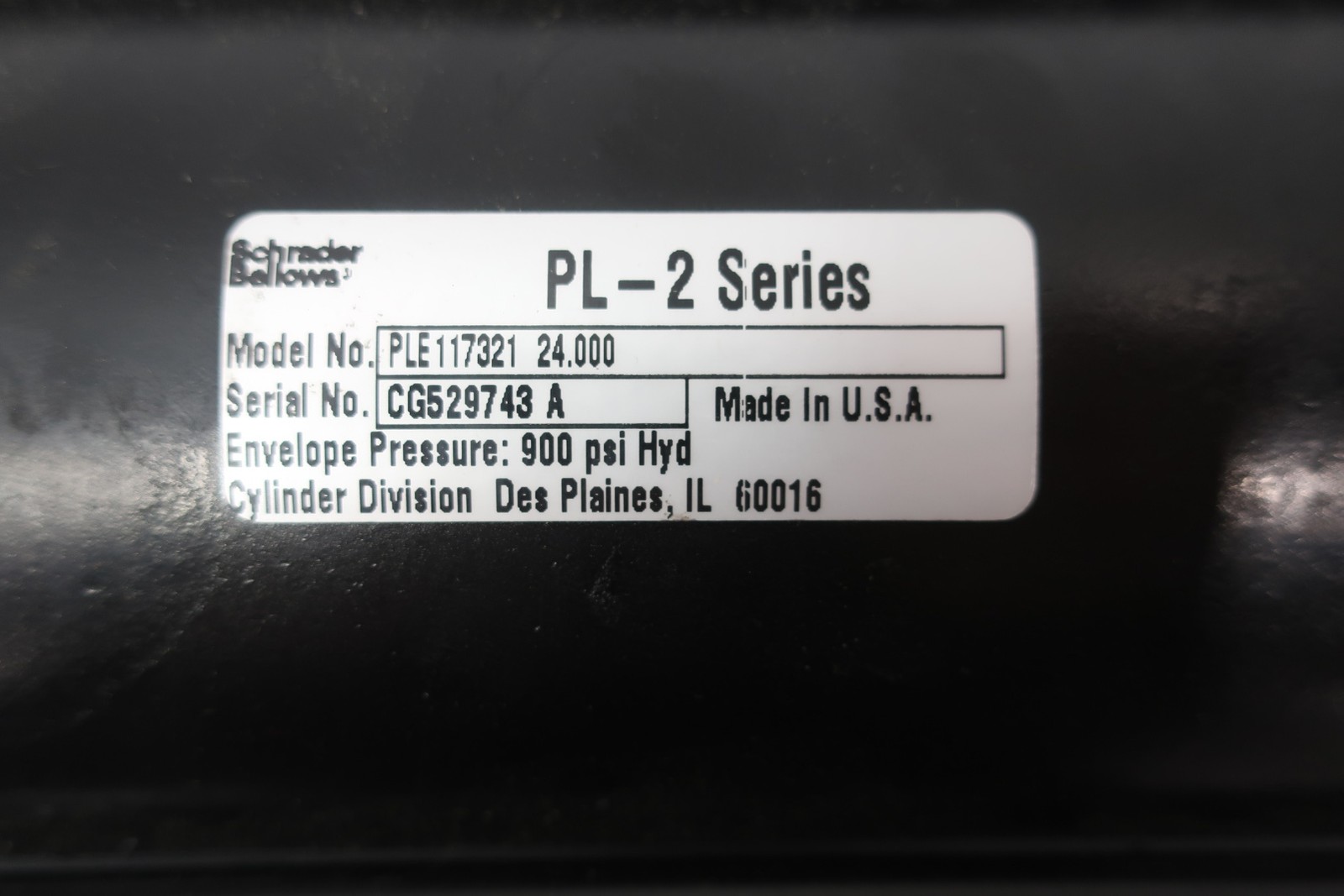 Schrader-bellows PLE117231 Hydraulic Cylinder 900psi 24in