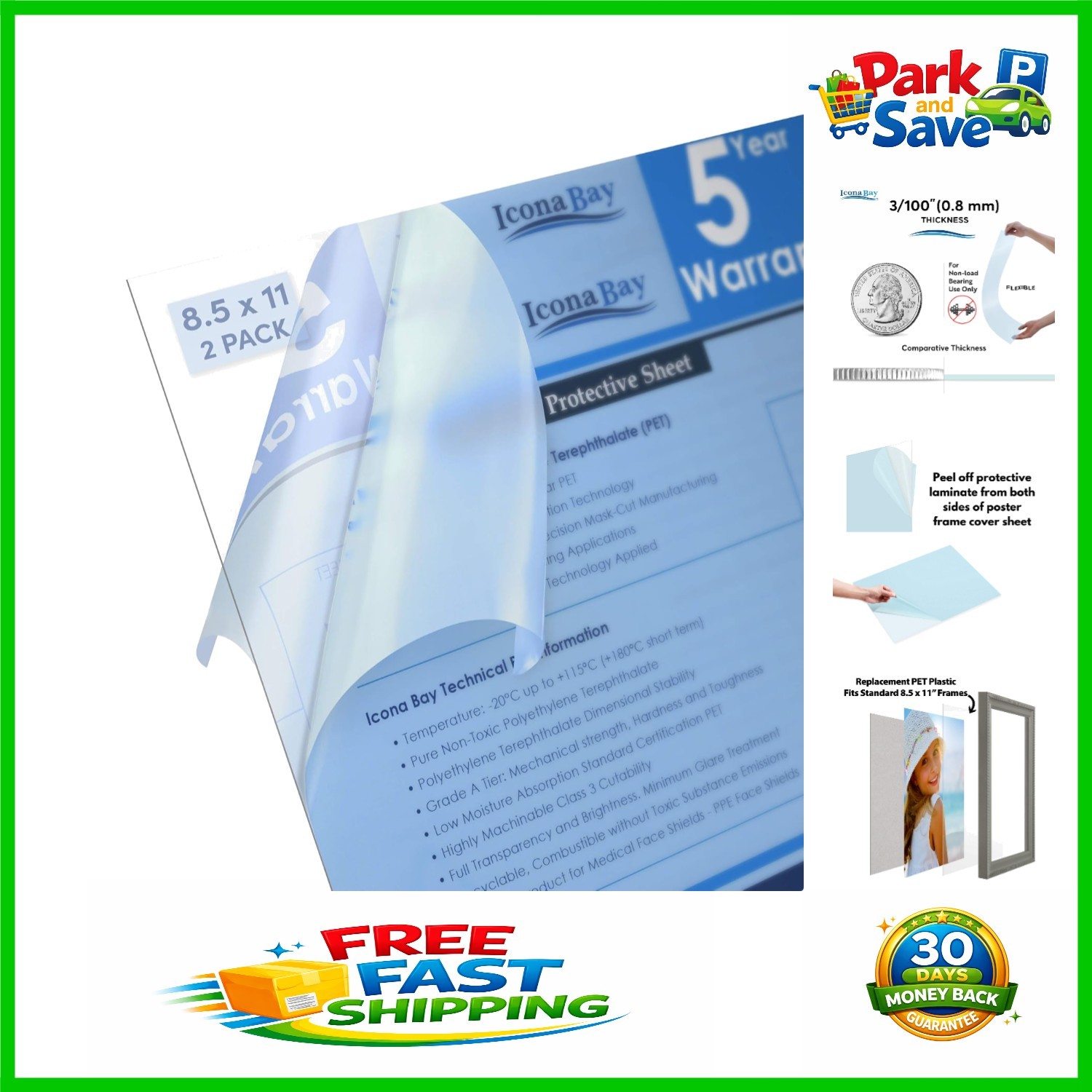 Crystal Clear PET Plastic Sheets 8.5×11 – 2 Pack, Shatterproof Crafting Solution