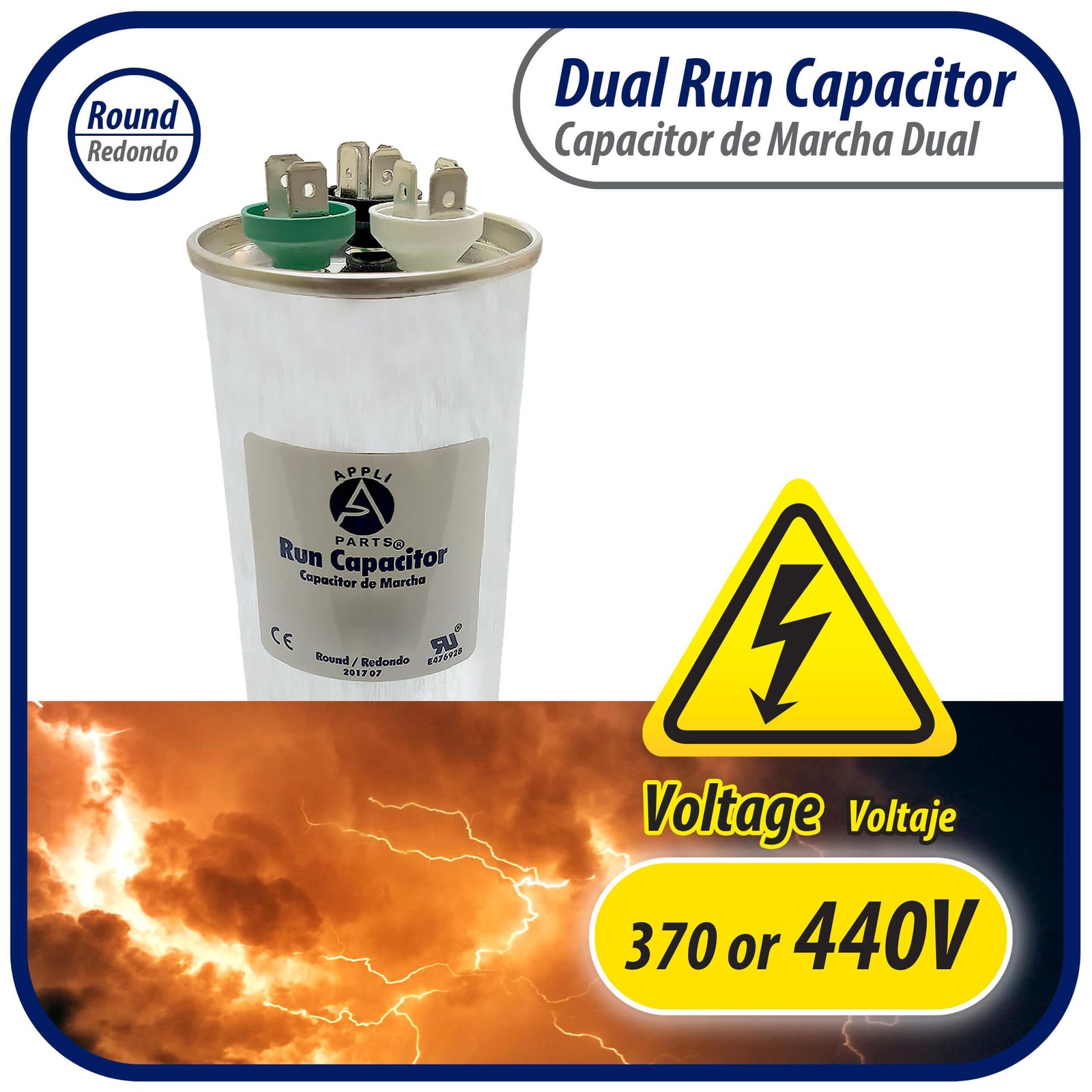 Appli Parts Dual Run Capacitor for ac 25+5 Mfd uF (microfarads) 370VAC or 450VAC