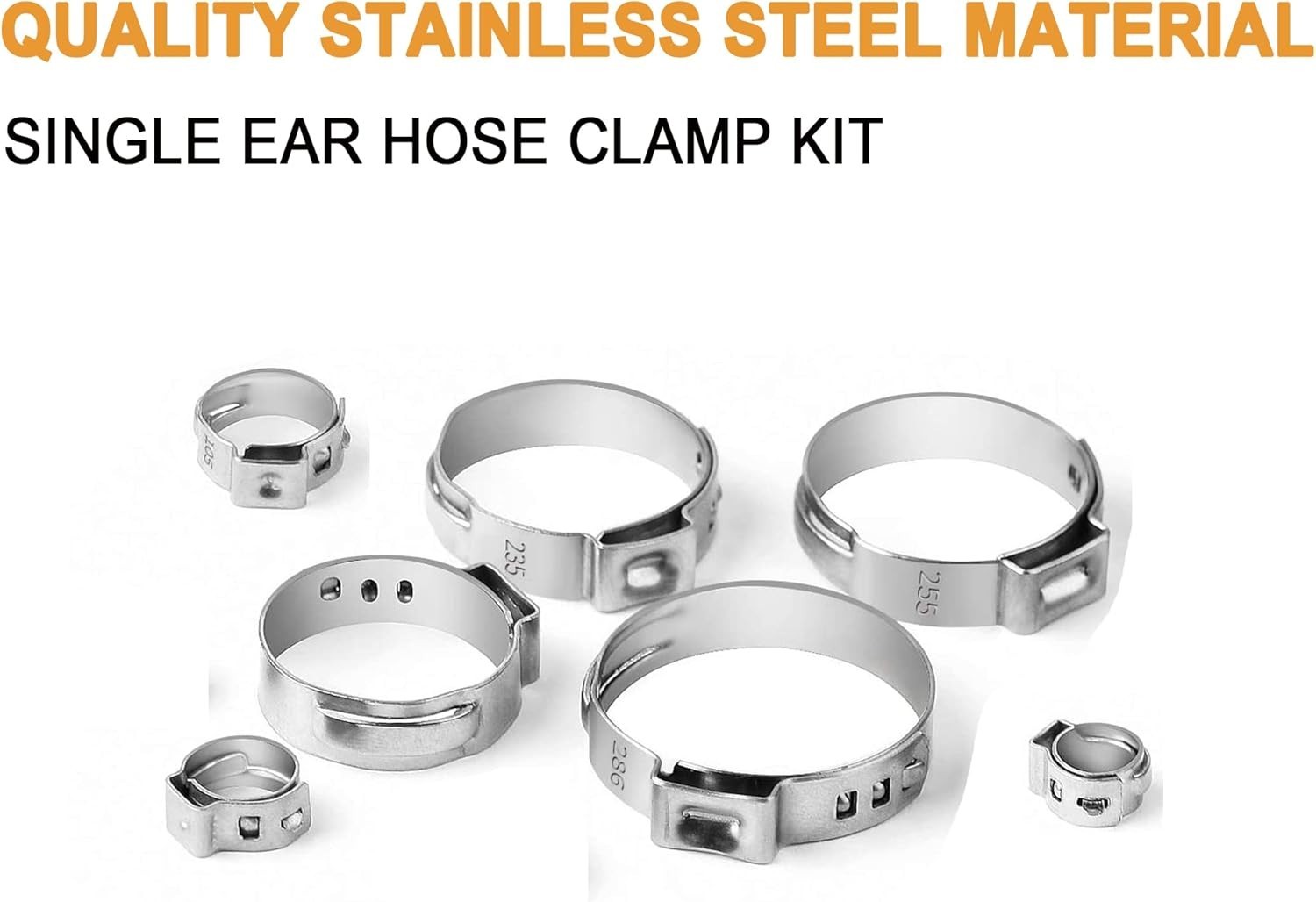 Single Ear Hose Clamps Oetiker 92Pcs(6.0mm-22.6mm) Crimp Pipe Assortment Kit