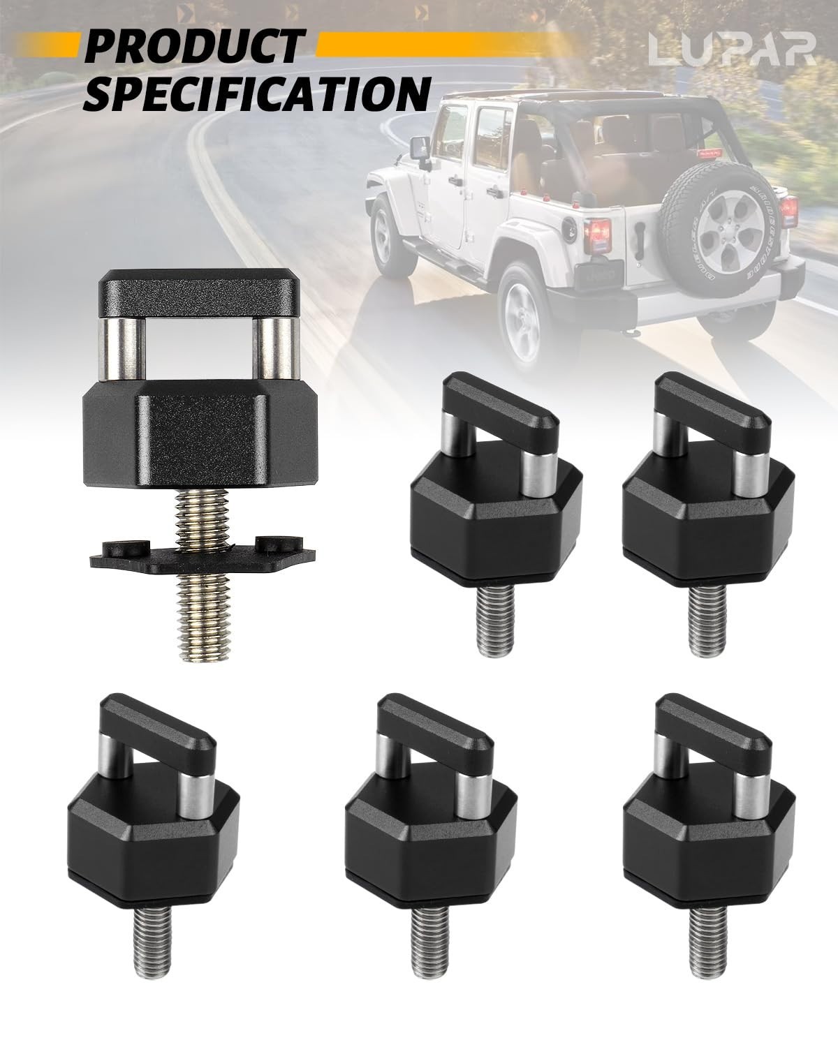 Quick Release Thumb Screw D Ring, Aluminum Hardtop Bolts for Jeep Wrangler JK JL
