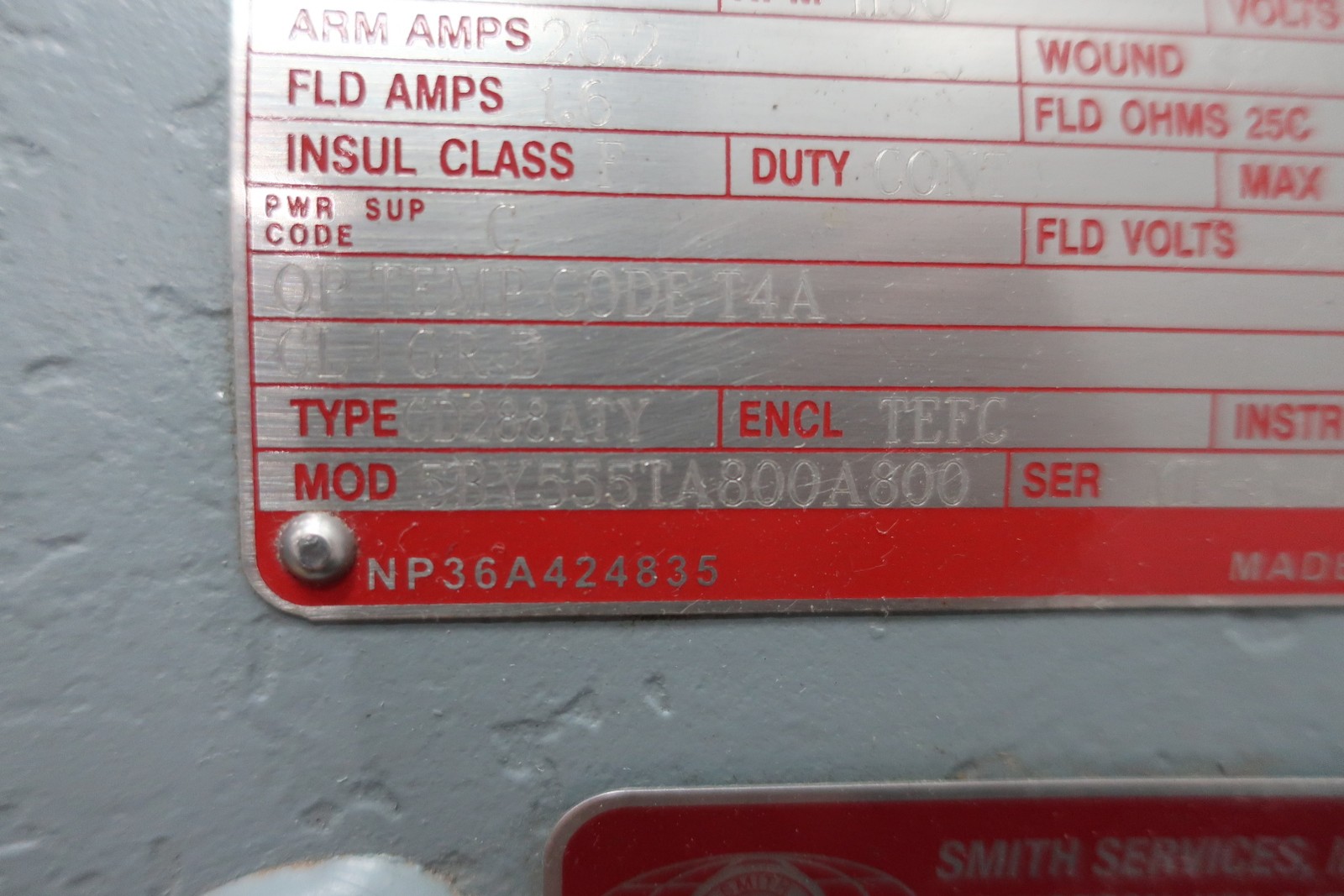 General Electric Ge 5BY555TA800A800 Kinamatic Dc Motor Cd288aty 7.5hp 240v-dc
