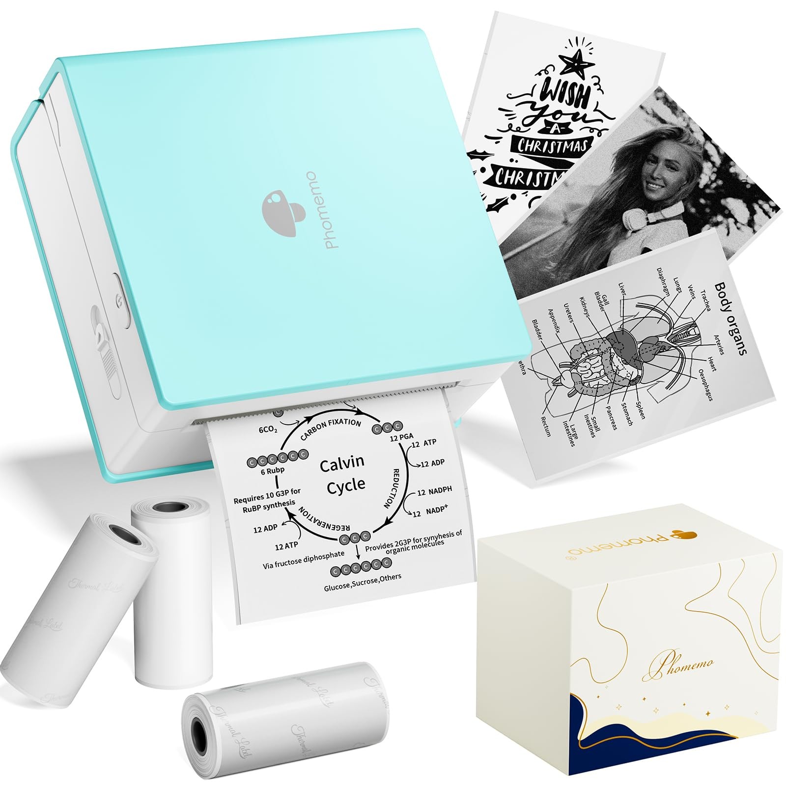 Phomemo Mini Sticker Printer, Printer Maker Machine M02, Cyan