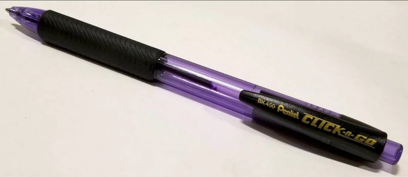 NEW 144-PCS Pentel VIOLET Purple Ink Barrel Click-N-Go Ballpoint Pen BULK BK450V