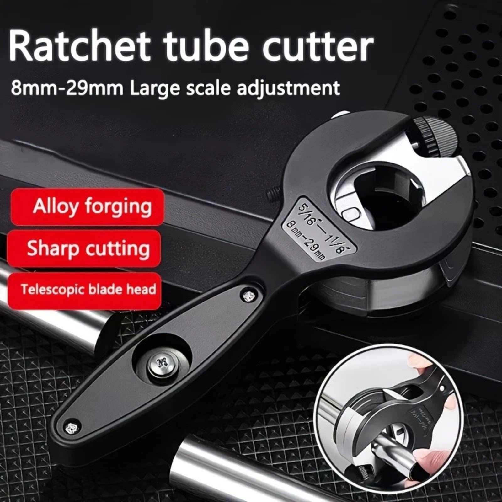 Professional Ratchet Mechanism Pipe Cutter for Copper Steel Stainless PVC Pipes