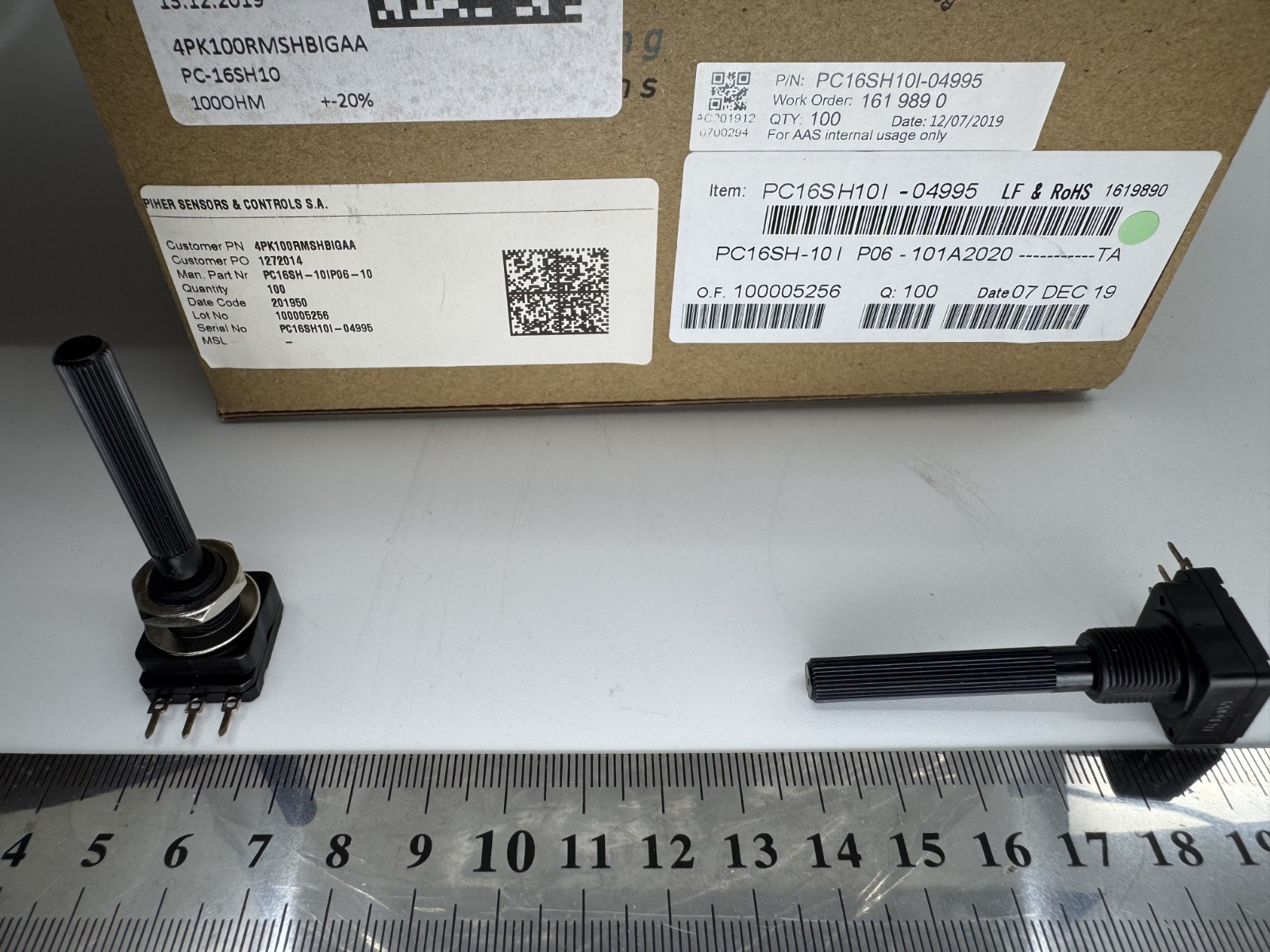 3 Pcs PC16SH10-IP06-101A2020 PIHER Potentiometer 100 Ω 1 Turn PCB 20% Linear