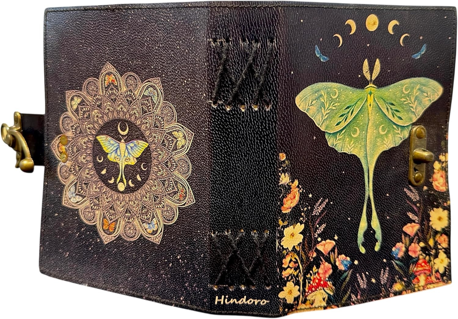 Spell Book of Shadows Journal with Lock Clasp Vintage Handmade Leather Luna Moth