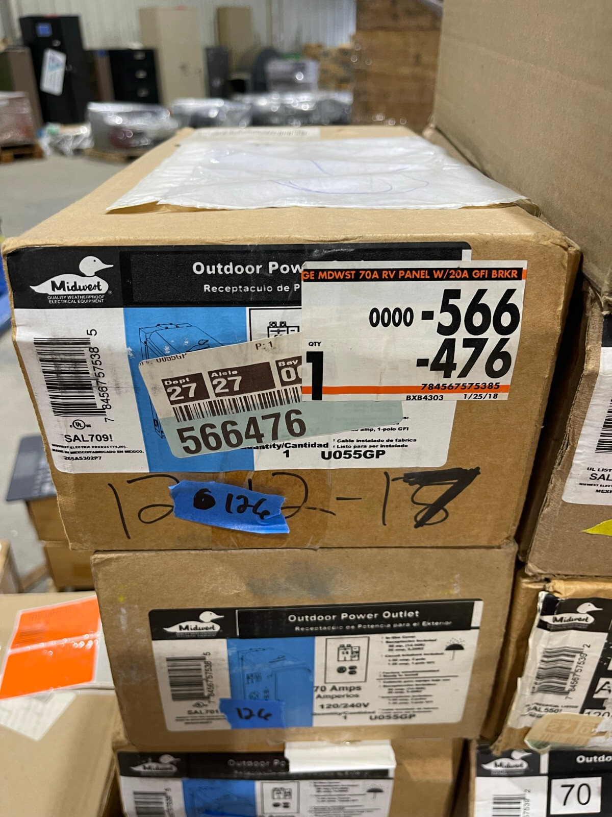 NEW Midwest 70 amps 50 AMP GFI 120/240V Outdoor Power Outlet 20 AMP RV BREAKER