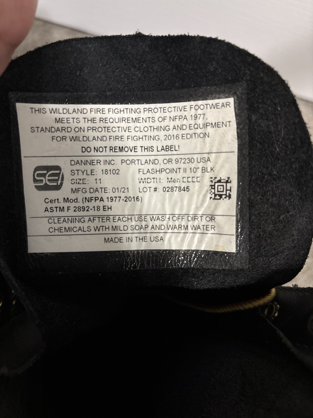 Danner Flashpoint II 10″ Black EH Firefighting Boots Men’s 11 Wide 18102