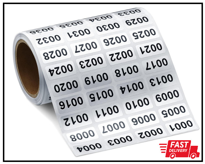 0001-2000 Inventory Number Sticker Labels Self Adhesive Waterproof Consecutive