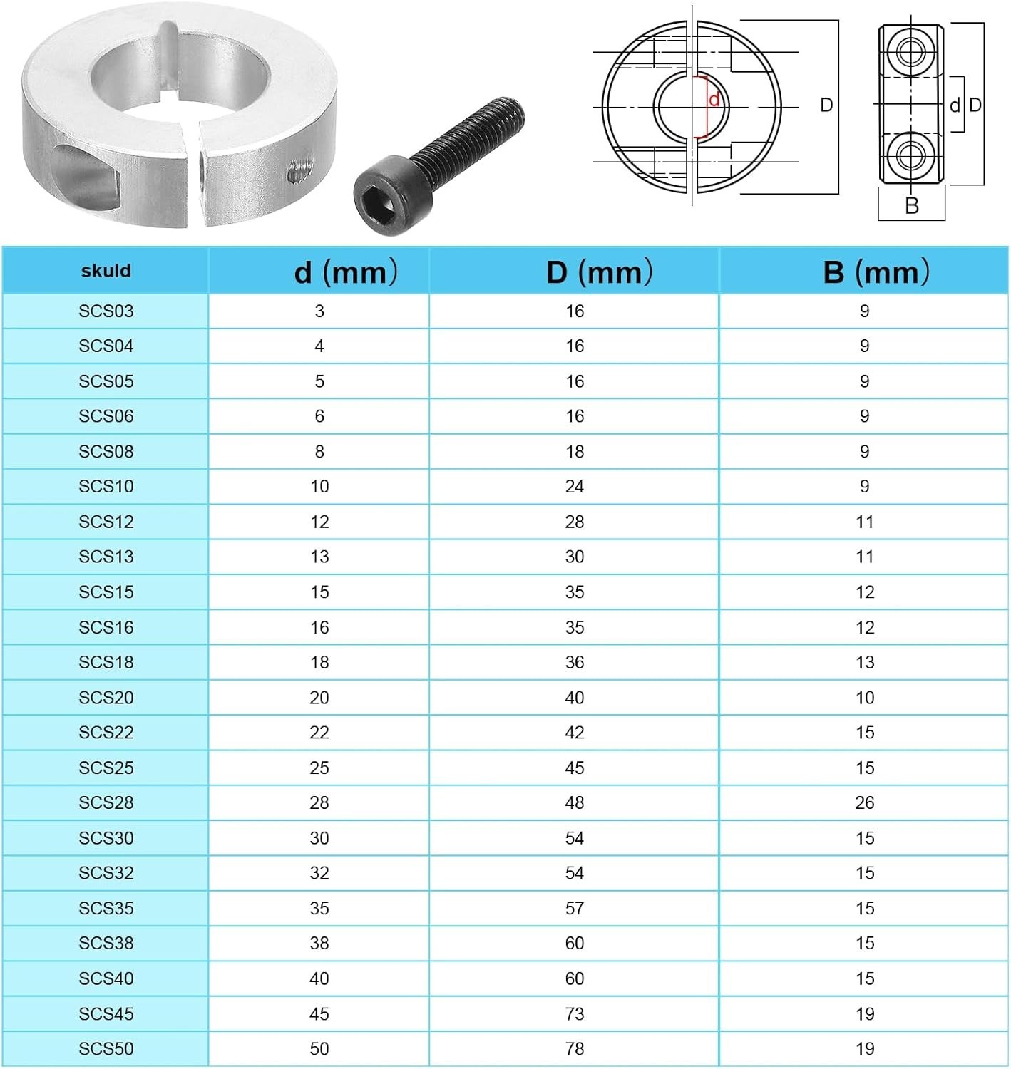 Corrosion-Resistant 8mm Steel Shaft Collars – Easy Install Double Split Design