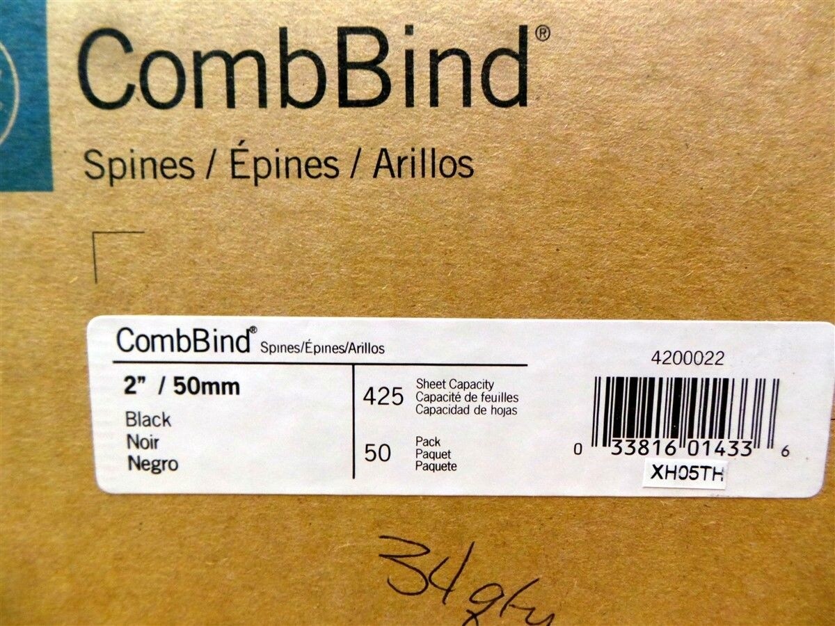 CombBind Book Binding Spines Comb 2″ 50mm 3/4″ 20mm Black New Lot