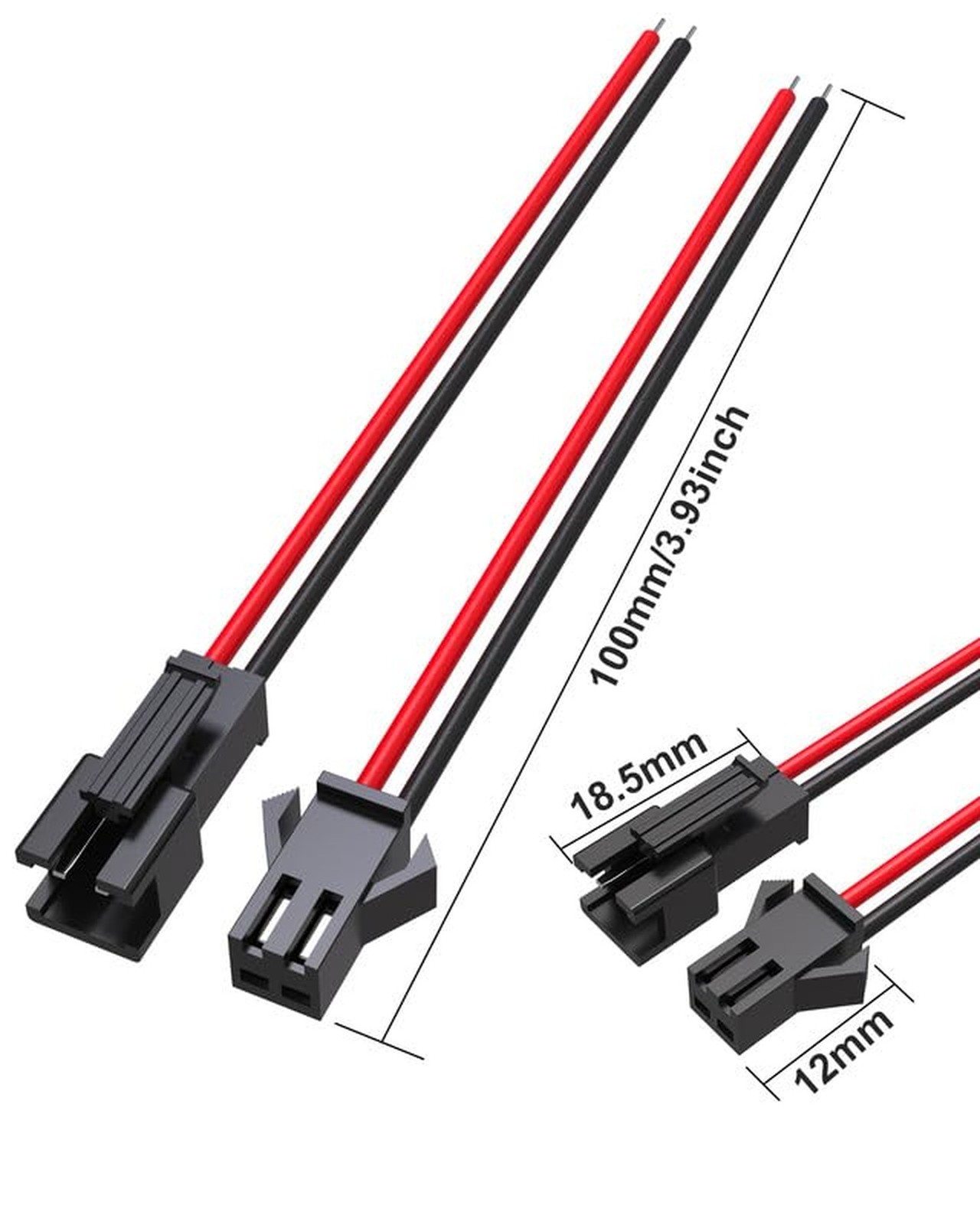 JST SM Connector, SM 2Pin Jack Plug Male to Female Wire Connector Adapter Ele…