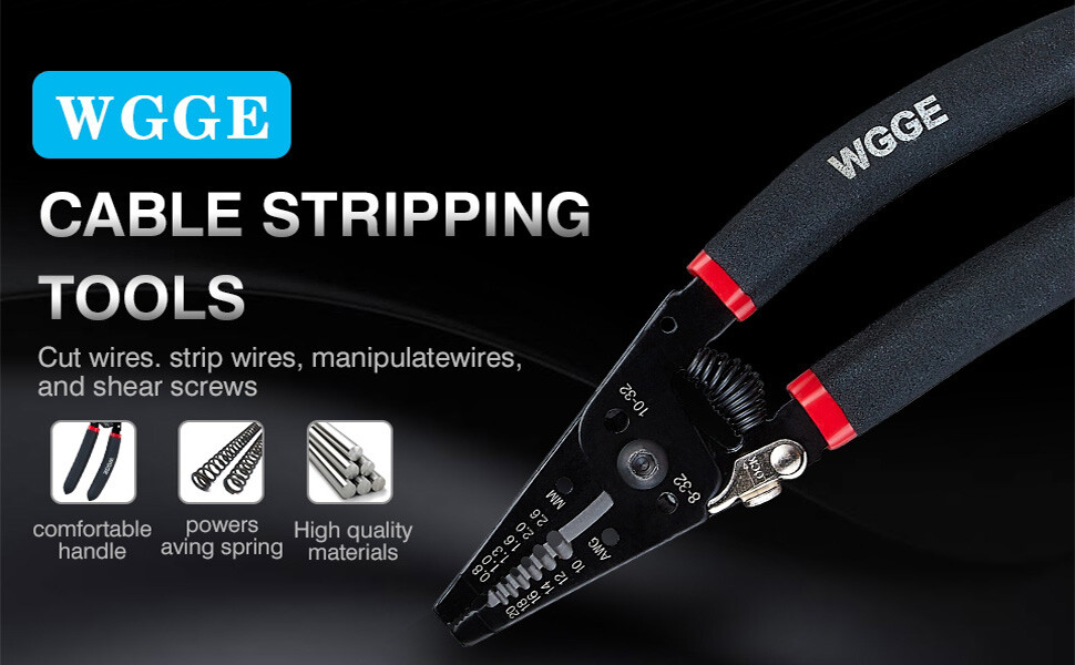 WGGE WG-013 Wire Stripper and Cutter 7” ,Cuts, strips wire and loops 10-20 AWG