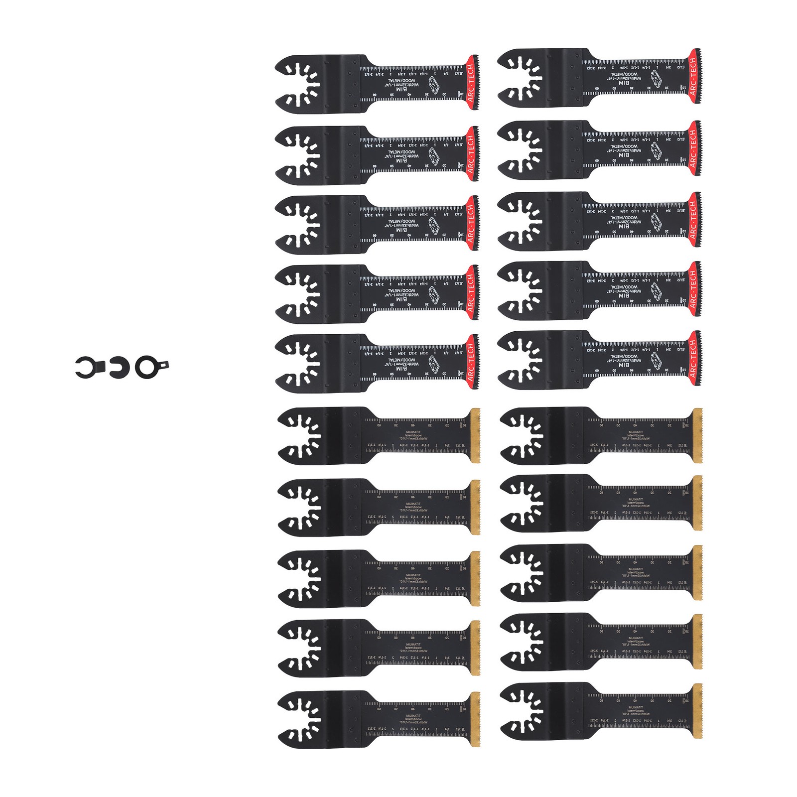 20 Pcs Extra Long Titanium Oscillating Tool Blades Curved Edge Multitool Blades