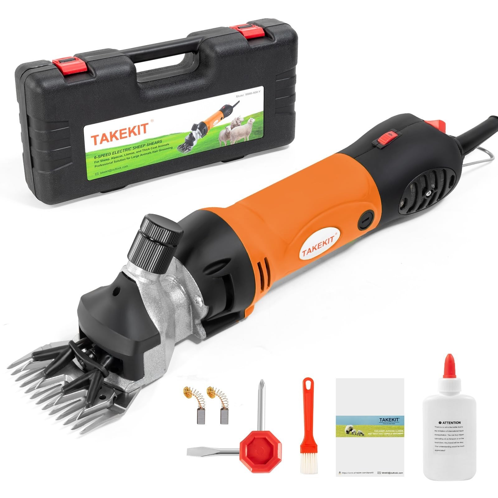 TAKEKIT Sheep Shears, 500W Professional Heavy Duty Sheep Clippers for Groomin…