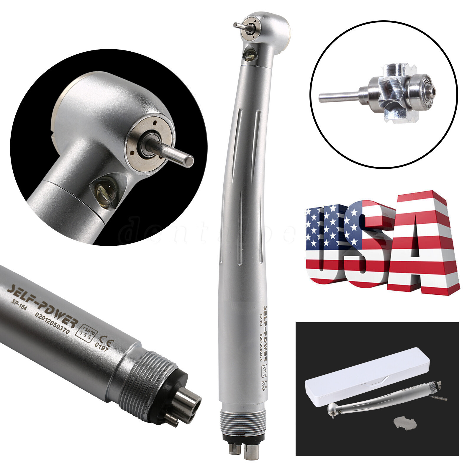 Dental High Speed Handpiece with LED Light E-generator 4 Hole Pana Max US STOCK